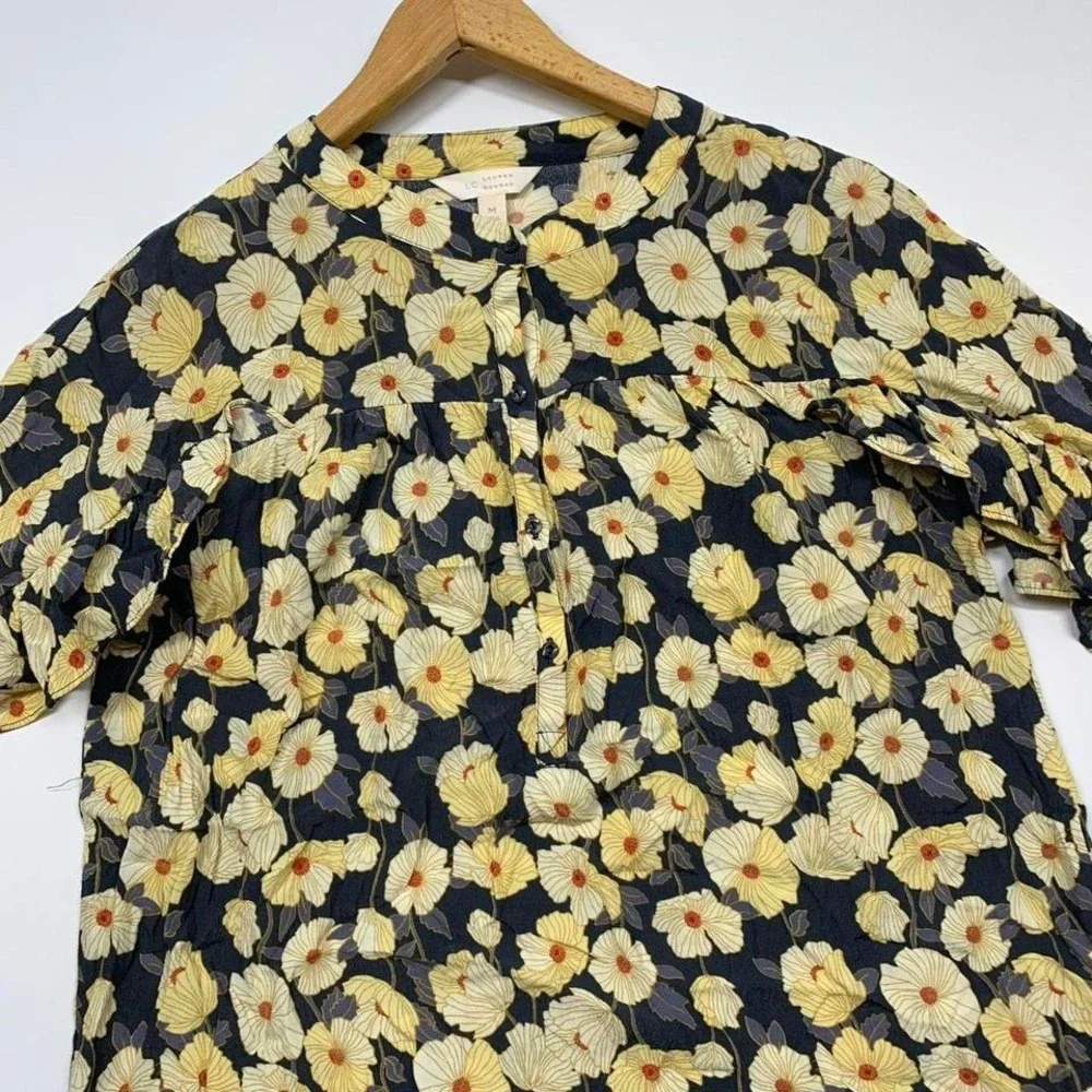 Lauren Conrad‎ Floral Blouse Ruffle Sleeve Size Medium Womens